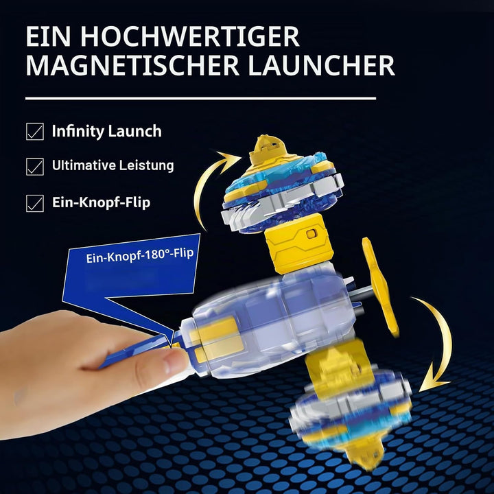 Infinity Nado Non-Stop Kreisel mit magnetischem Werfer Cracking Panzer, Metallkreisel für Jungen und