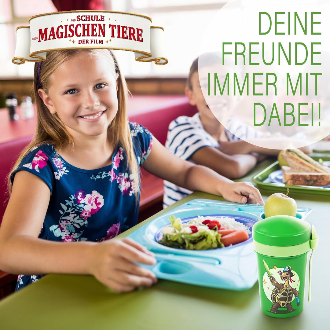 AWAVE Die Schule der Magischen Tiere Müslibecher To Go 540 ml rPET Grün Henrietta, Becher mit Löffel