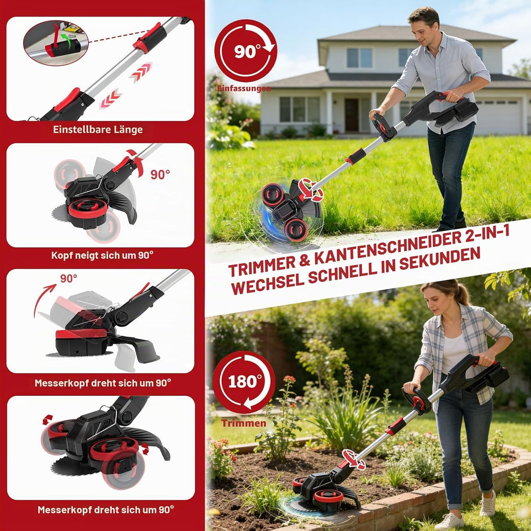 Rasentrimmer mit Akku, Akku Rasentrimmer für Makita-Akkus mit 4 Klingentypen,Rasentrimmer mit Unkrau