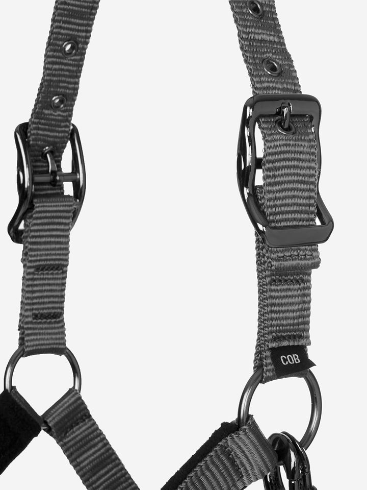 LeMieux Vogue Fleece Headcollar and Leadrope Halfter Pony schwarz / grau, Pony schwarz / grau