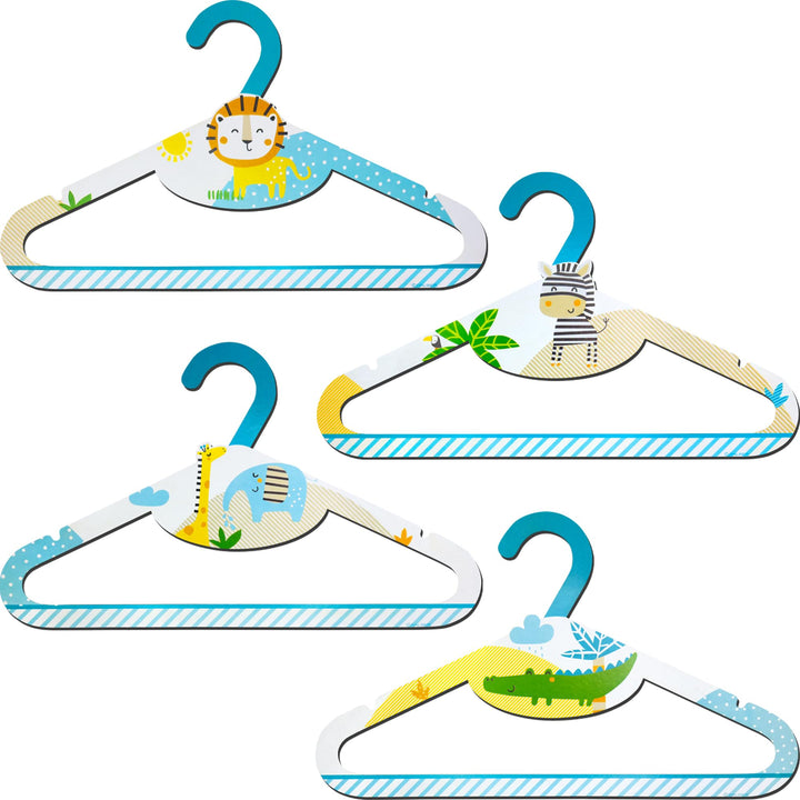 Dalber Kinder-Kleiderbügel aus ökologischem Holz – Dschungeltiere – 8 Stück (2 Modelle) – 31 cm – lu