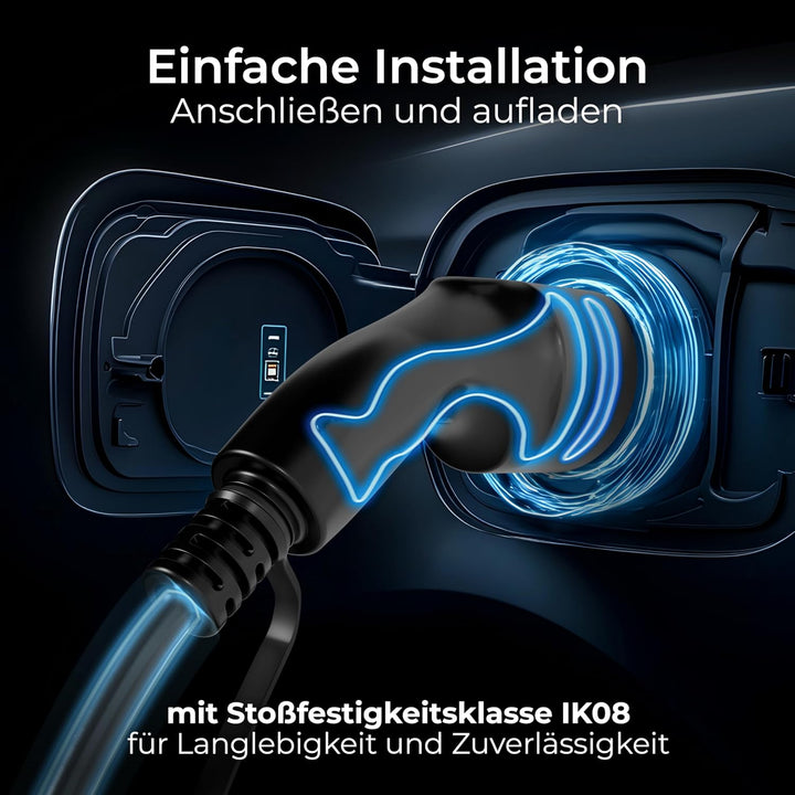 Masterplug EV Wandladegerät für Elektro- und Einstecken-Hybridfahrzeuge vom Typ 2, mit 5m Langem Kab