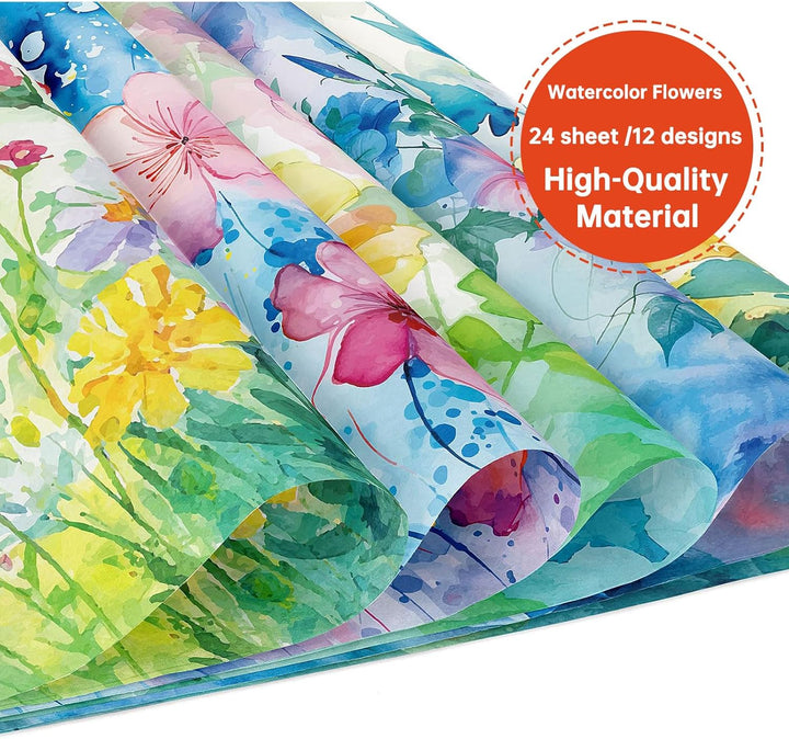 Scrapbook Papier 30x30 cm Scrapbook Bastelpapier mit Blumen Muster, Bunt Scrapbooking Papier Frühlin