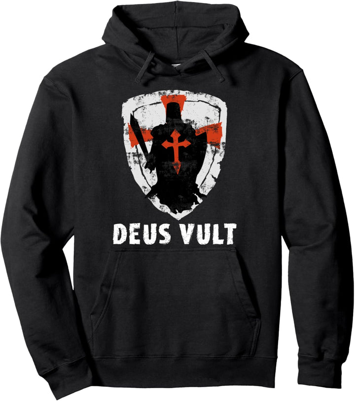 Deus Vult Gott Will Es Kreuz Templer Schild Mittelalter Pullover Hoodie