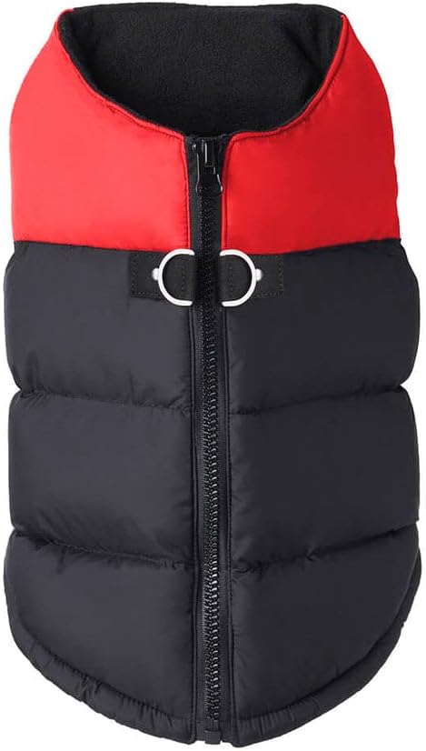 Gooby - Gepolsterte Weste, Hundejacke, Mantel, Pullover mit Reissverschluss und Leinen-Ring, Rot, Gr