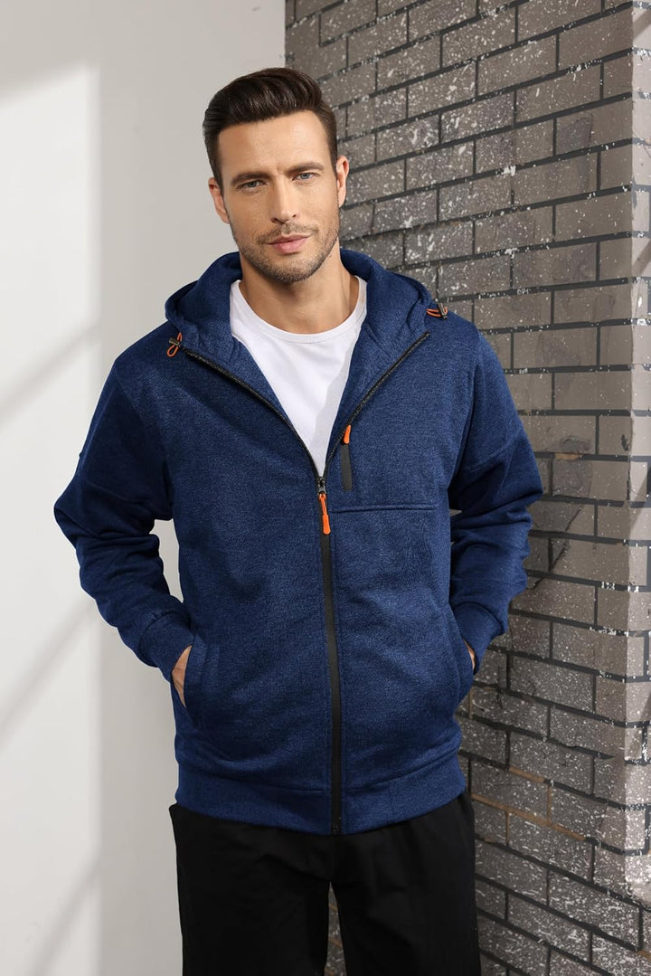CTU Herren Hoodies Zip Up Langarm Fleece Sweatshirts Hoodies für Männer S-3XL XL Navy, XL Navy
