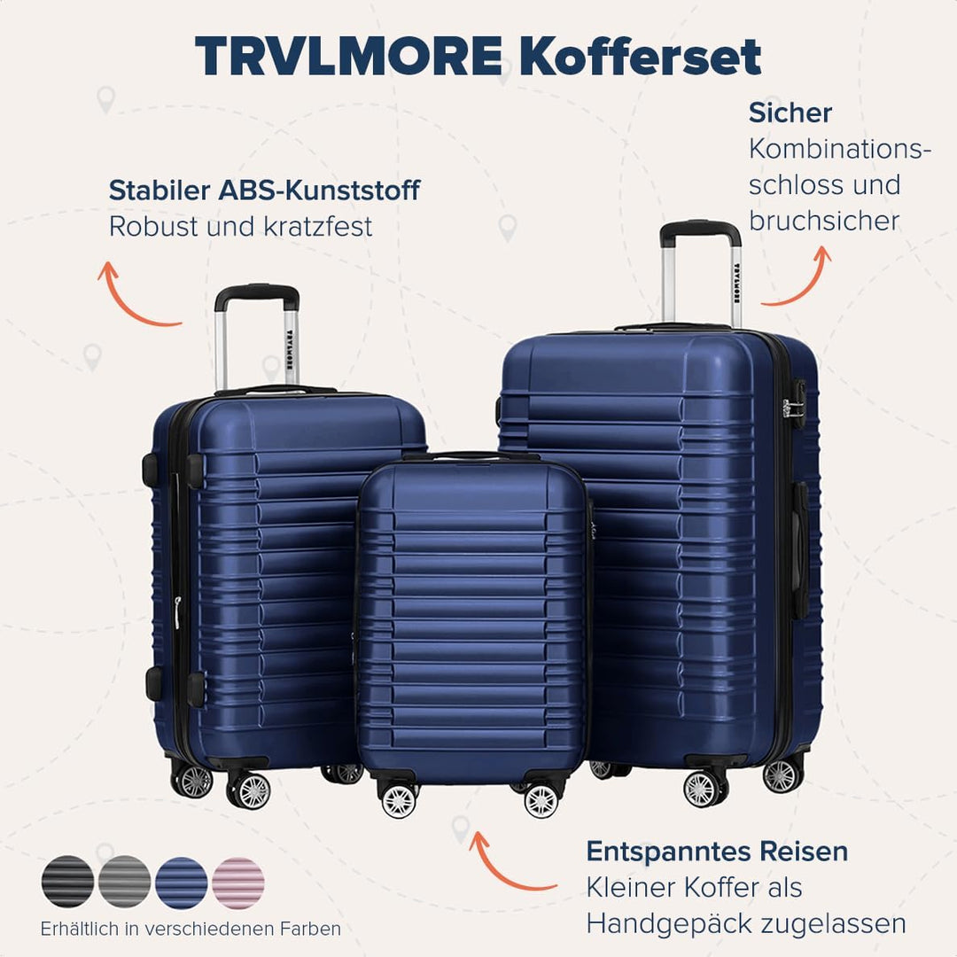 TRVLMORE Koffer & Trolleys - Koffer Set - Kofferset 3 Teilig Hartschale, Gepäck-Sets, Hartschalenkof
