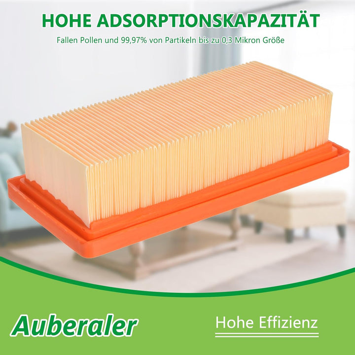 3 Flat Pleated Filters Replaces for Kärcher 6.415-953.0 AD2 Battery AD3 AD4 Premium AD3.000, AD3.200