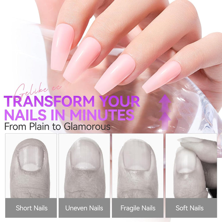 Gelike ec Nail Tips and Glue Gel Kit - Gel x Nail Extension Set Mini Nagellampe und 6 in 1Nagelklebe