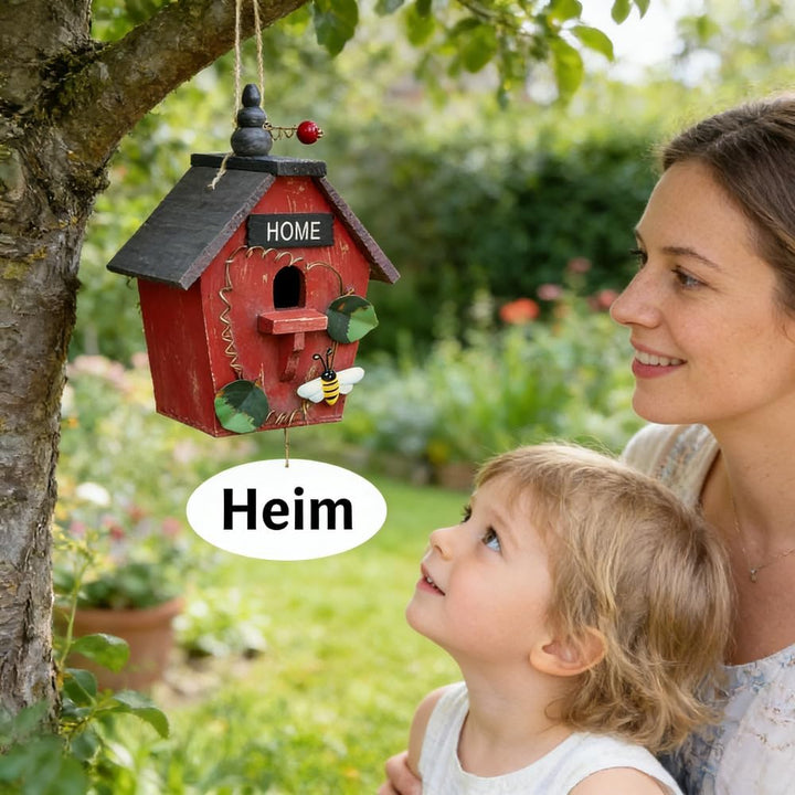 Nistkasten, dekoratives Vogelhäuschen, hängendes, farbenfrohes Vogelnest-Hängeornament. Geeignet für
