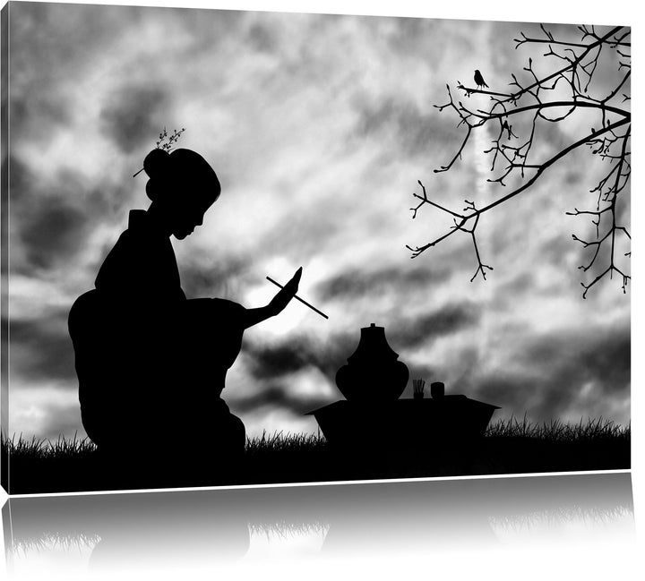 Pixxprint Dark Gesha Teezerenomie als Leinwandbild/Grösse: 100x70 cm/Wandbild/Kunstdruck/fertig besp