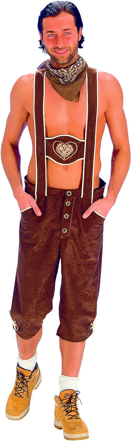Andrea Günstige Trachtenhose Herren, Bayern Kostüm Zubehör, braun, ideal für Oktoberfest oder Karnev