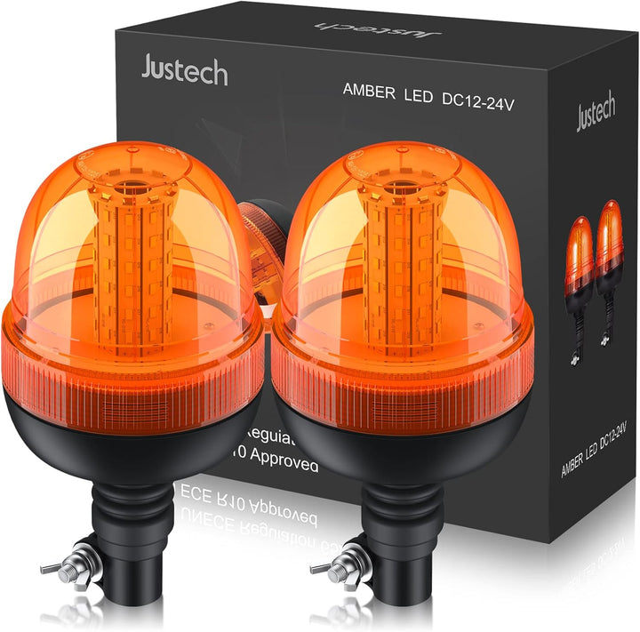 Rundumleuchte 60LED Warnleuchten Justech 2x Rundumkennleuchte LED Amber 12V/24V Blinkleuchte Staubdi