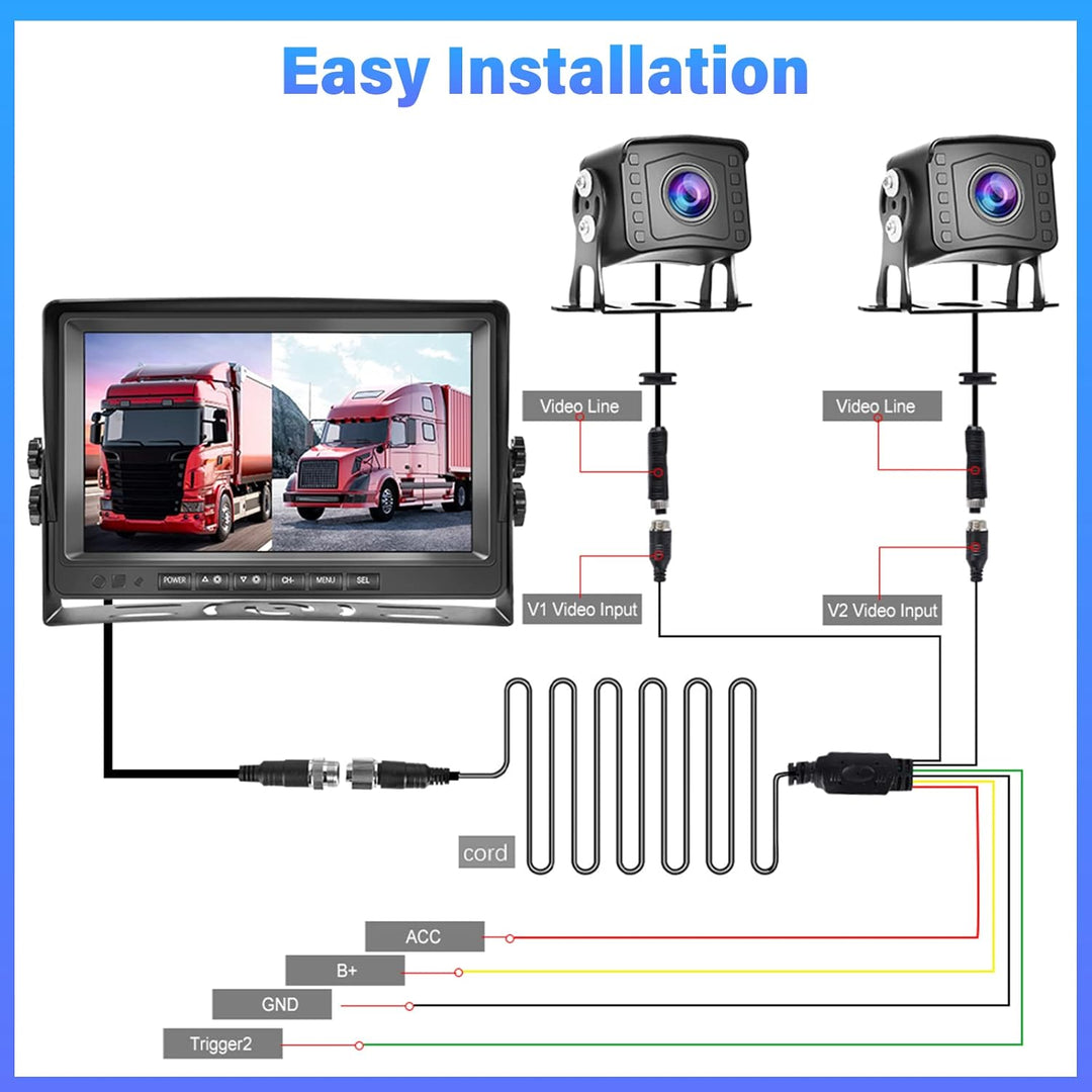 DVR 1080P Auto Rückfahrkamera Monitor Set 9 Zoll LCD Monitor Weitwinkel Nachtsicht IP69 Wasserdicht