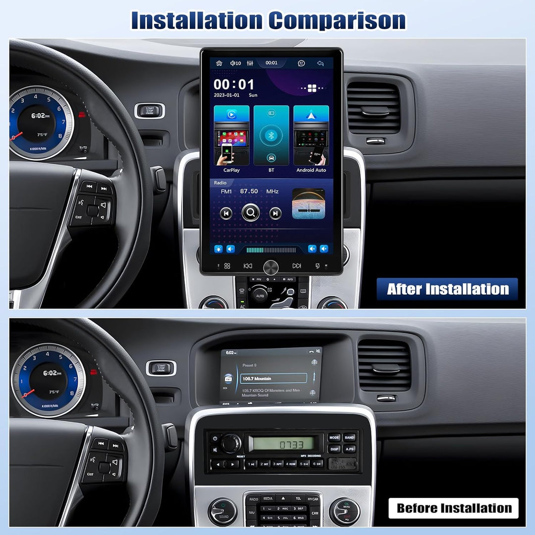 CAMECHO Autoradio 1 Din 10.4 Zoll Wireless Carplay Android Auto Radio mit Bildschirm Bluetooth Schüt