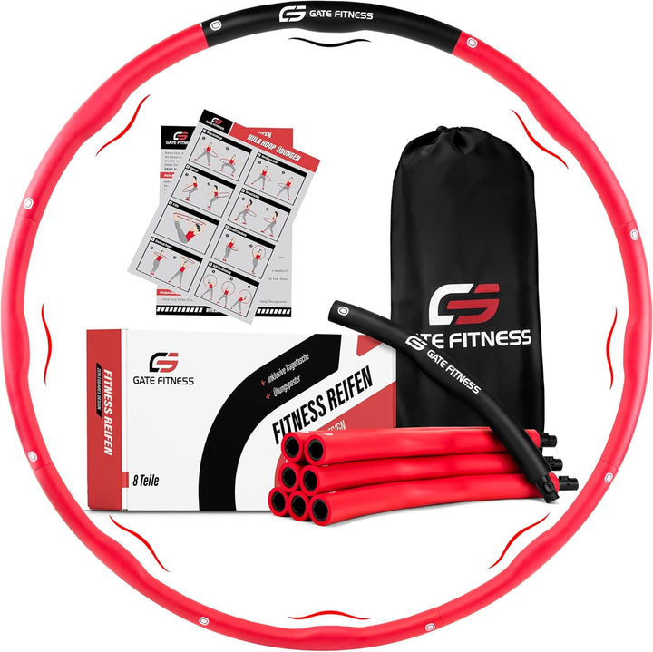 GATE FITNESS Hula Hoop Reifen Erwachsene und Kinder zum Abnehmen [1,2kg / 1,5kg / 2kg] | 6 bis 8 Seg