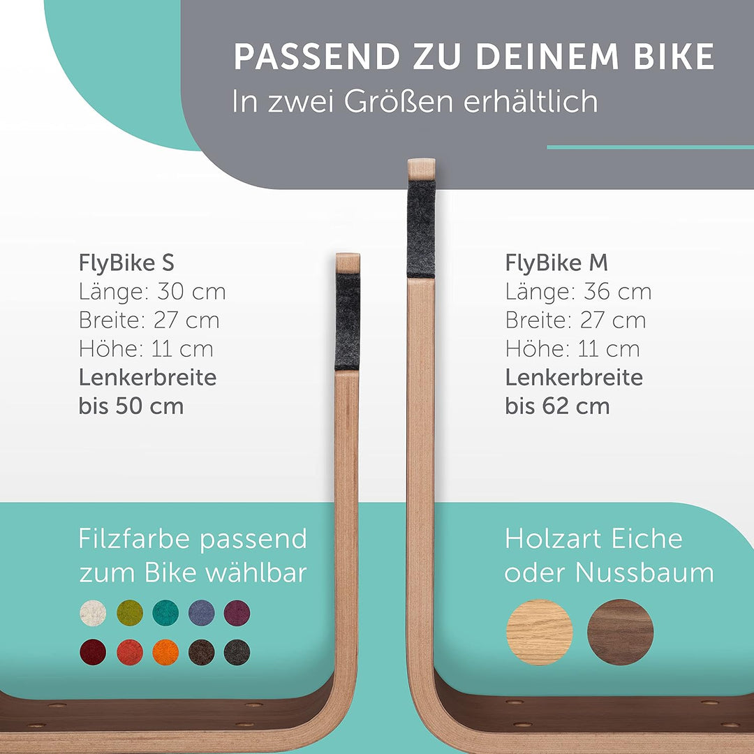 Fahrrad Wandhalterung Holz - FlyBike S Nussbaum - Design Fahrradhalterung Wand Aufhängung für Wohnun