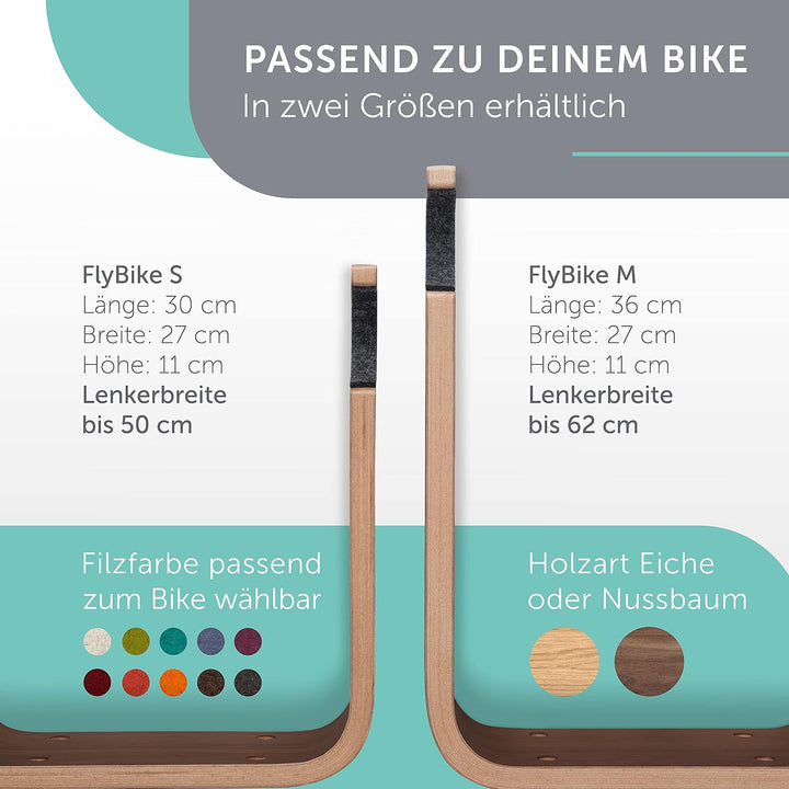 Fahrrad Wandhalterung Holz - FlyBike S Nussbaum - Design Fahrradhalterung Wand Aufhängung für Wohnun