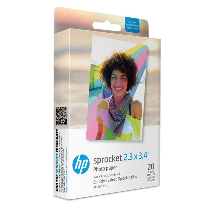 HP Sprocket Premium Zink-Fotopapier, 2,3 x 3,4" (5,8 x 8,6 cm), 20 Blatt, Kompatibel mit HP Sprocket