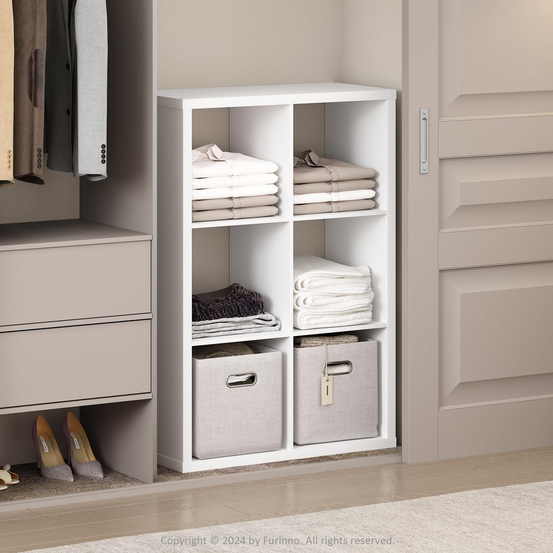 Furinno Cubic Offenes Rückwand-Multifunktionsregal für Kleidung & Schrankaufbewahrung, 6-Fächer, Wei
