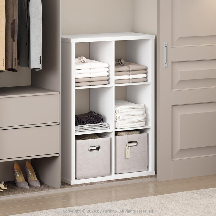 Furinno Cubic Offenes Rückwand-Multifunktionsregal für Kleidung & Schrankaufbewahrung, 6-Fächer, Wei