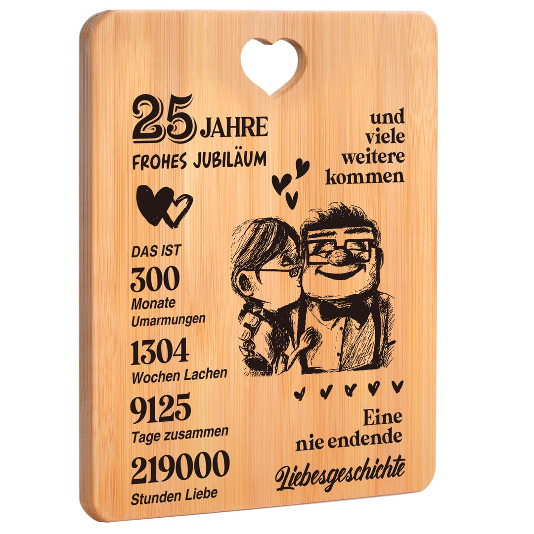Silberhochzeit Geschenk, 25 Hochzeitstag Geschenk für Sie, Ihn, Freunde - Schneidebrett Geschenke zu