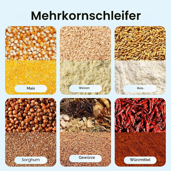 1000W Elektrische Getreidemühle,elektrischer Maismühle Trockene,mit Tragegriff,mit 5 Siebe,Füllmenge