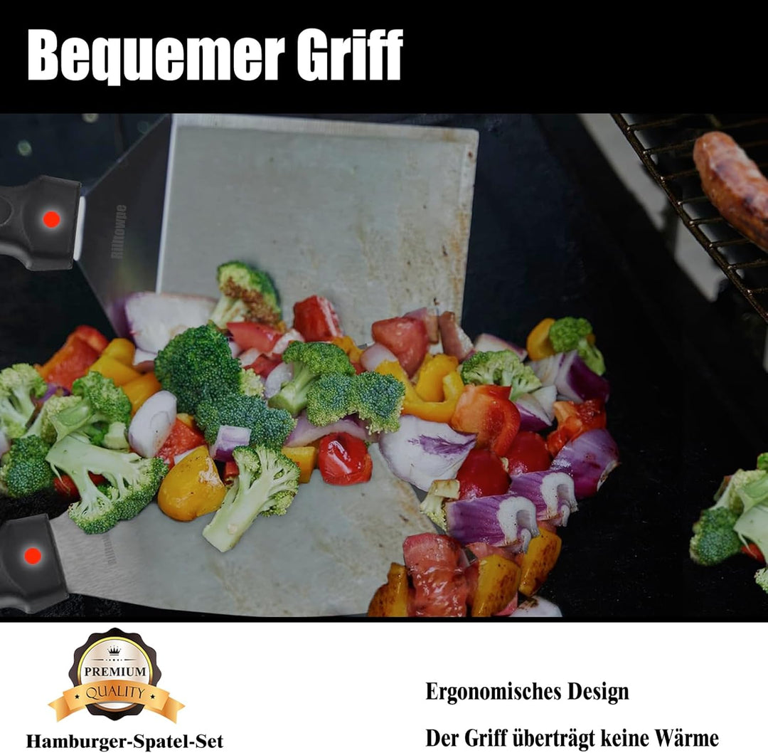 Grillspachtel Grillspachtel Set aus Edelstahl,Grillspachtel for Grillen, Plancha Spachtel,Grill Zube