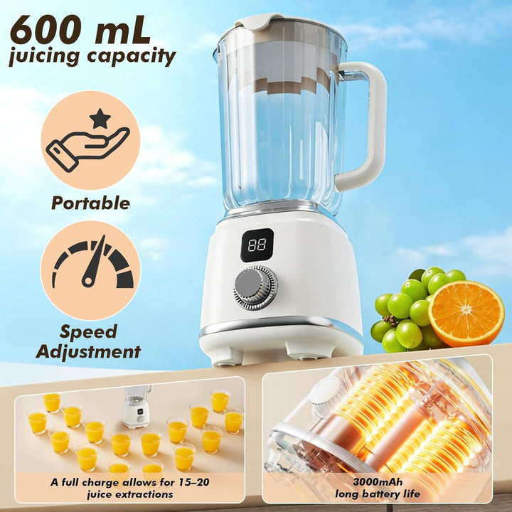 Smoothie Maker, 600 ml Tragbarer Mini Mixer Smoothie Maker to go mit 10 Rostfreien Klingen& Digitala