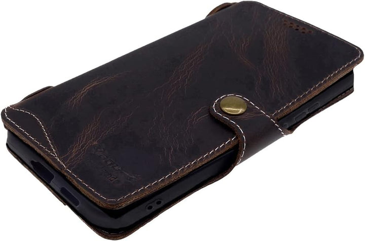Yogurt Handyhülle für Samsung Galaxy S21 FE 5G, Hülle Echtleder Case Ledertasche Lederhülle für Sams