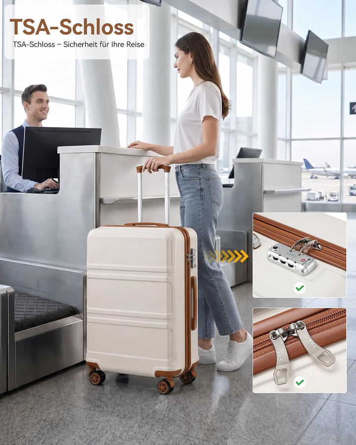 KONO Koffer Trolley Reisekoffer aus ABS+PC – Leichter Hartschalenkoffer mit 4 Zwillingsrollen und TS