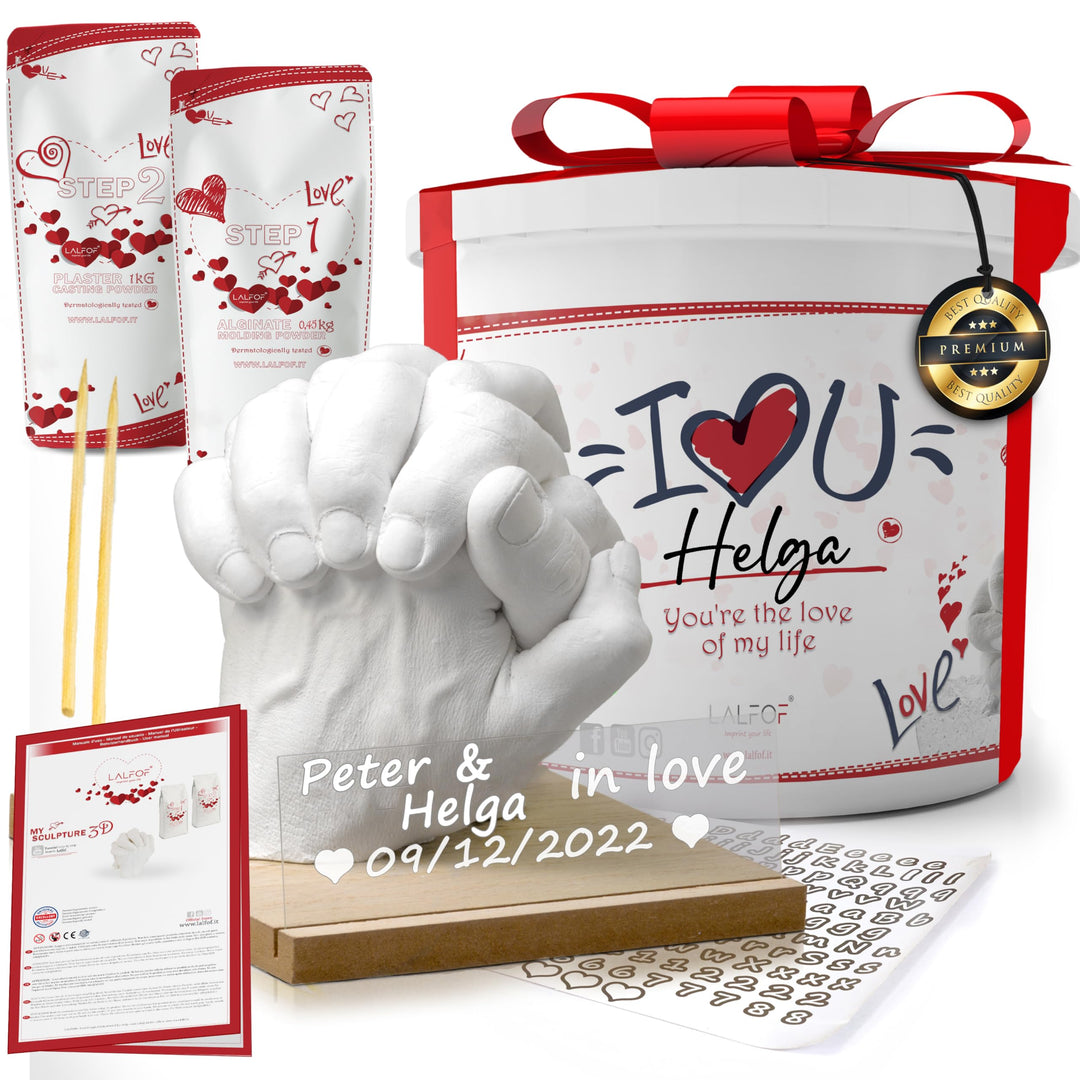 LALFOF 3d Handabdruck Set Für Paare Anpassbar mit NAME. Gips Handabdruck Set Paare mit Personalisier