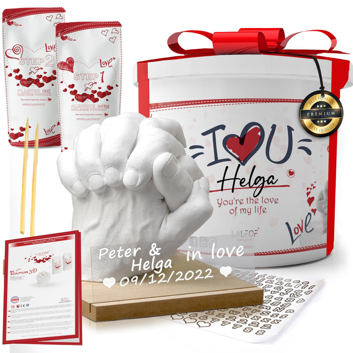 LALFOF 3d Handabdruck Set Für Paare Anpassbar mit NAME. Gips Handabdruck Set Paare mit Personalisier