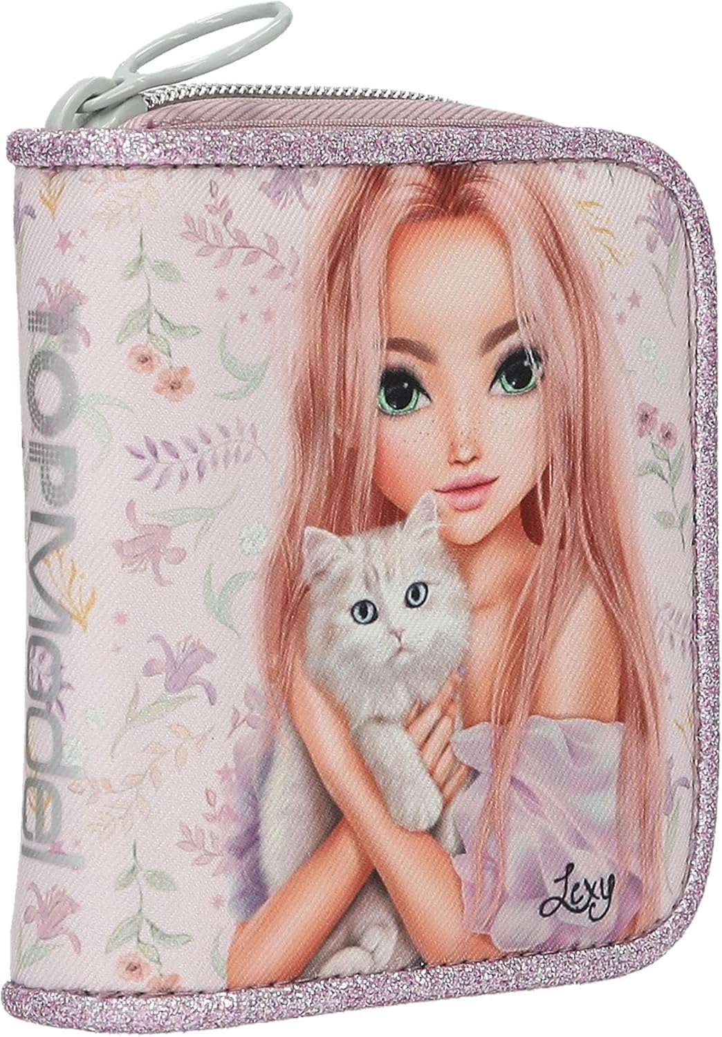 Depesche 13961 TOPModel Blooming Kitty - Portemonnaie in Lila, mit Model Motiv, Blumen Muster und Ka