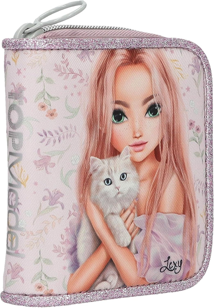 Depesche 13961 TOPModel Blooming Kitty - Portemonnaie in Lila, mit Model Motiv, Blumen Muster und Ka