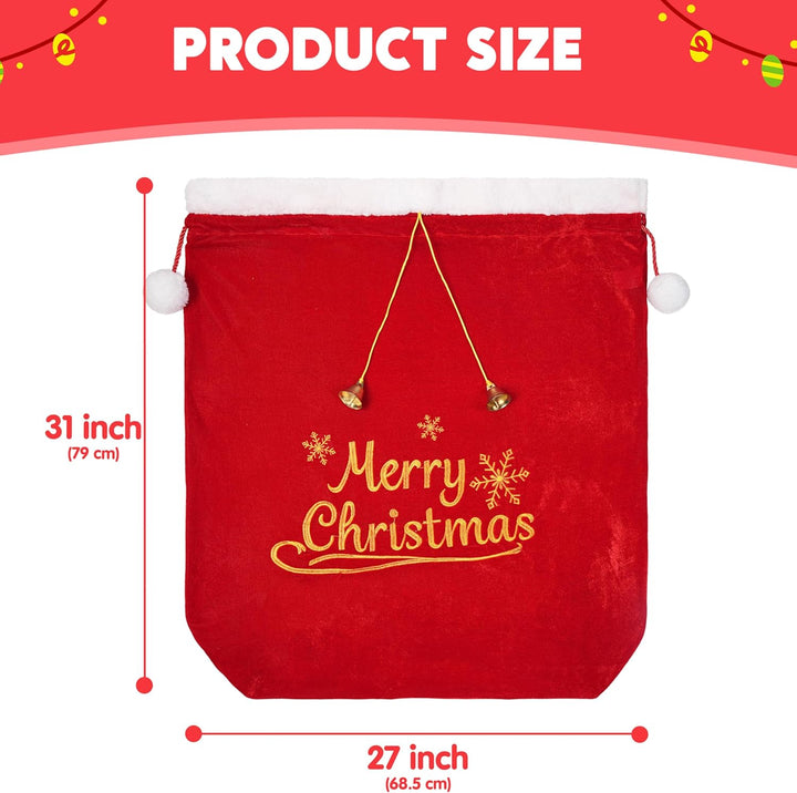 JOYIN Weihnachtsges sack 31" x 27", Weihnachtsmann-Sack mit Kordelzug für Indoor-Weihnachtsges-Dekor