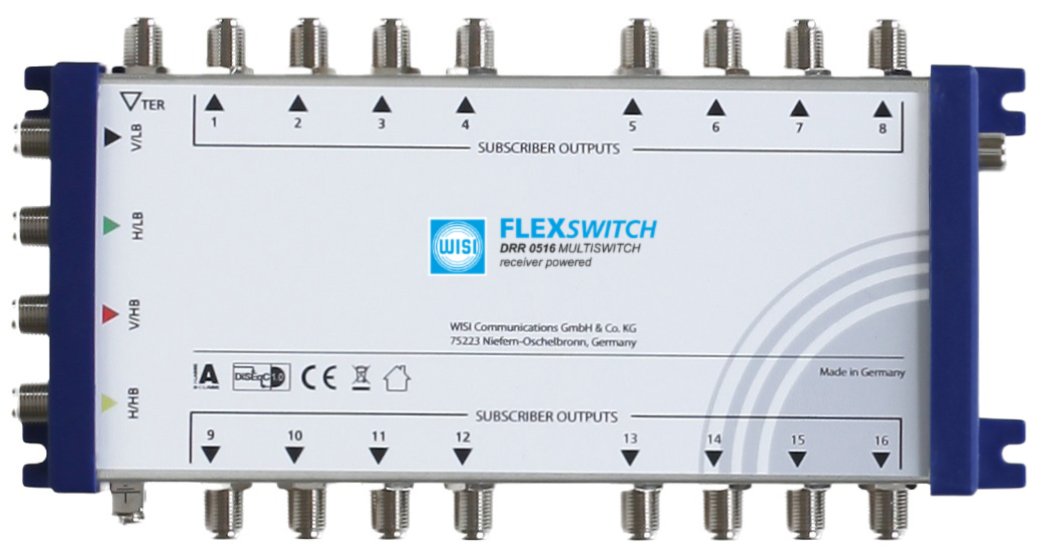WISI 74974 "DRR 0516" FLEXSWITCH Multischalter Receiver- gespeist, 5 in 16 Kaskade silber 16 Teilneh