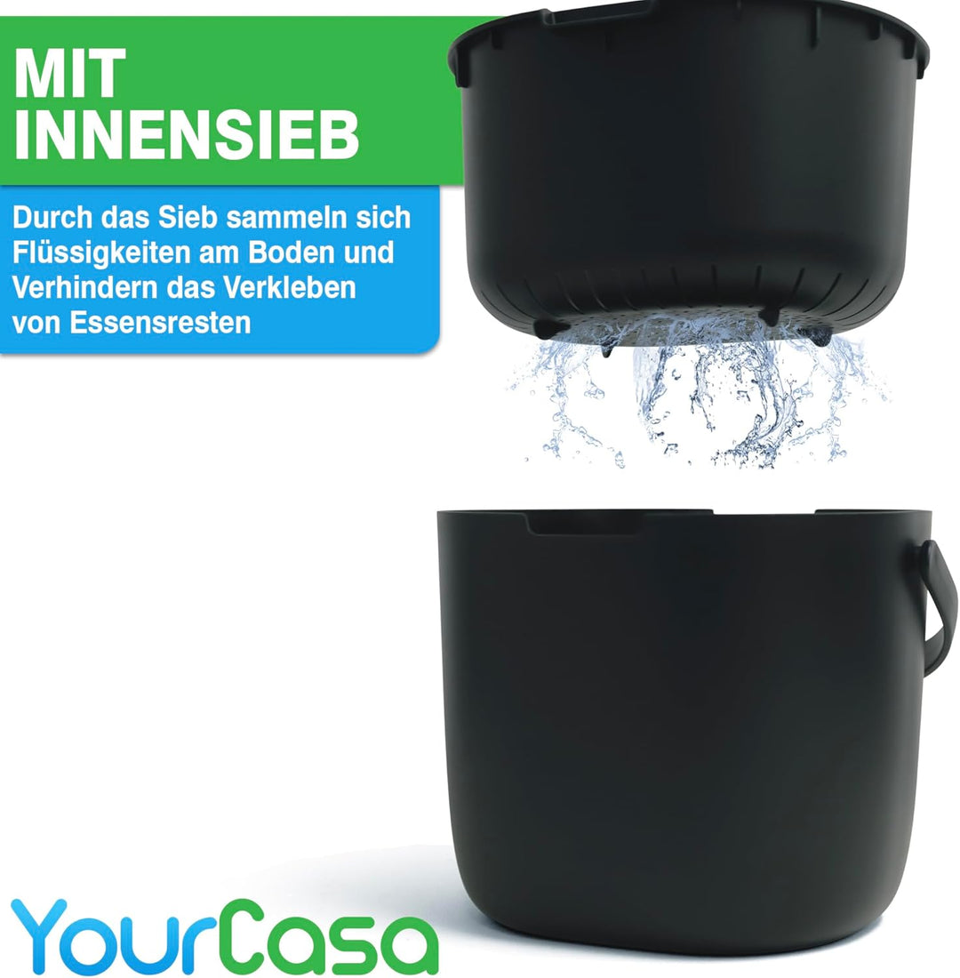YourCasa Biomülleimer Küche 3,6L - Komposteimer für alltäglichen Biomüll Behälter Spülmaschinenfest