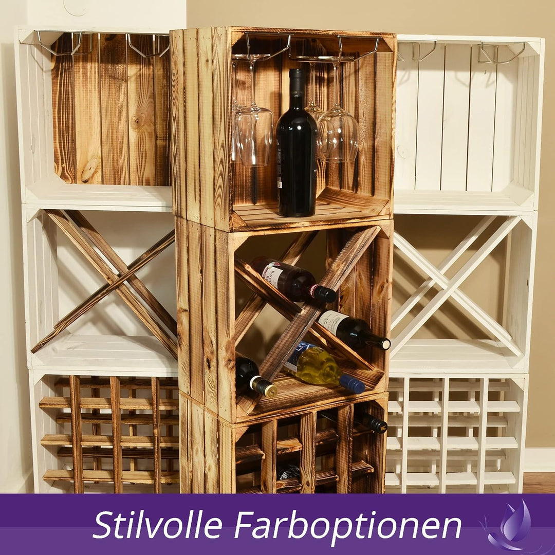 Weinregal Wino Set aus Holz - Geflammt Komboset