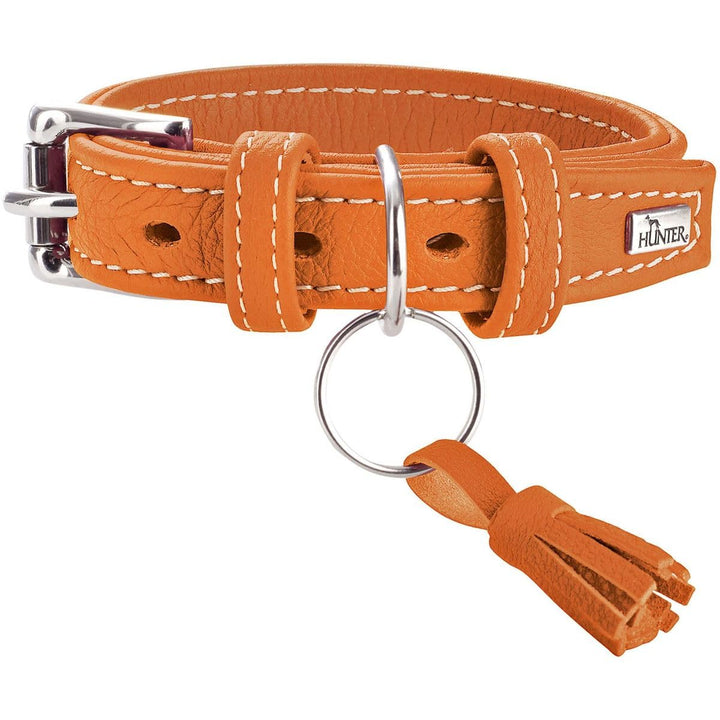 HUNTER CANNES Hundehalsband, Leder, Nappaleder, weich, edel, elegant, 35 (XS), orange 35 (XS) orange