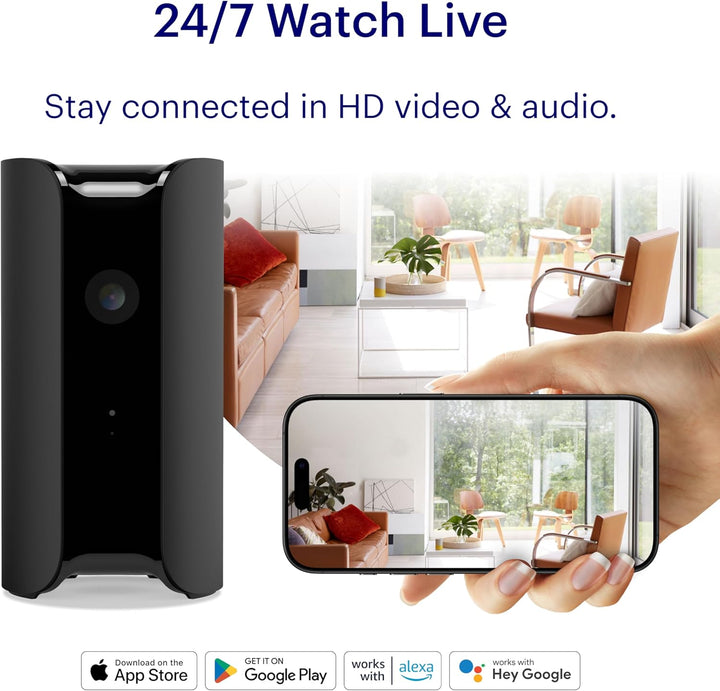 Canary View Überwachungskamera 1080p HD WiFi IP | 24/7 Live-Übertragung, Bewegungsmelder, 2-Wege-Aud