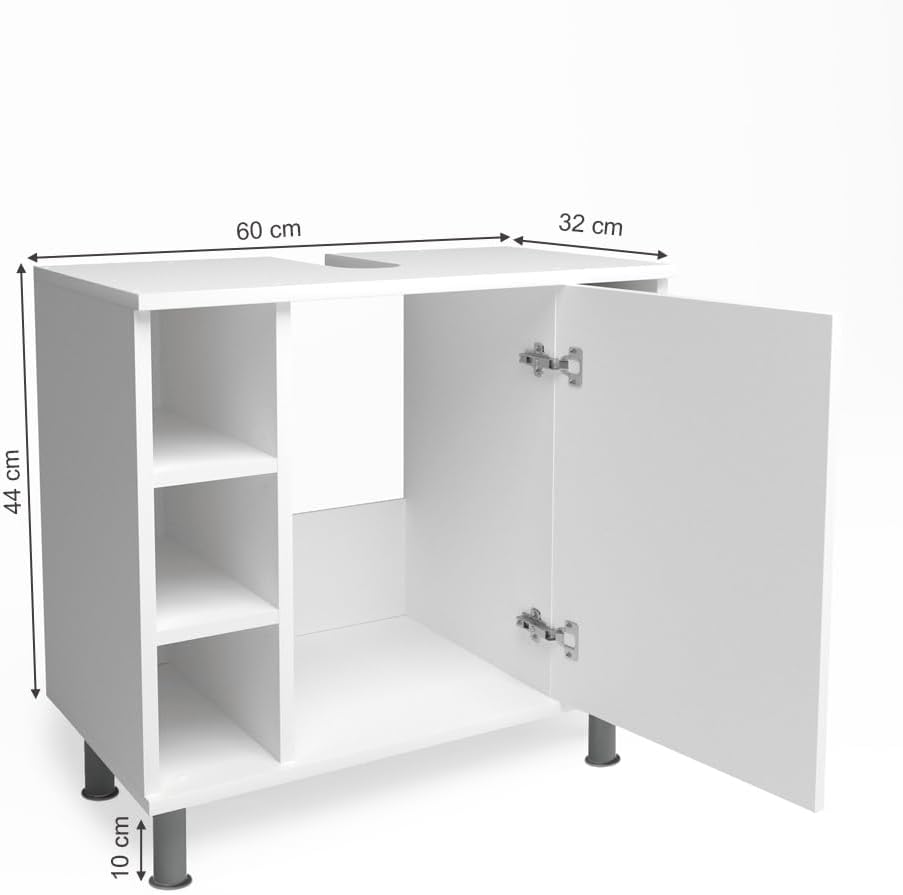 Vicco Waschbeckenunterschrank Fynn, Weiss, 60 x 54 cm Weiss 60 x 54 cm, Weiss 60 x 54 cm