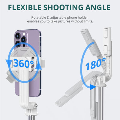 ATUMTEK 59" Selfie-Stick, Selfie-Stick mit Abnehmbarer Bluetooth-Fernbedienung, ausziehbarer Selfie-