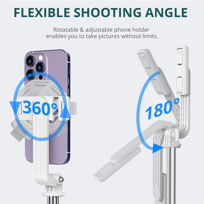 ATUMTEK 59" Selfie-Stick, Selfie-Stick mit Abnehmbarer Bluetooth-Fernbedienung, ausziehbarer Selfie-