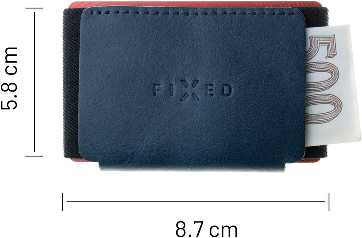 FIXED Smart Wallet für AirTag | Ledergeldbörse | Handgenäht in Tschechien (Tiny, Blau) Tiny Blau, Ti