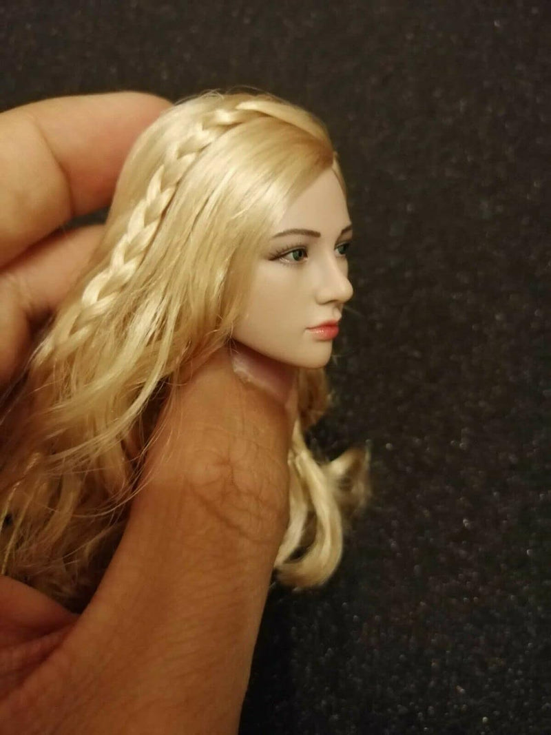 1/6 Weiblich Kopf Sculpt,Weibliches Blondes Haar Kopf Geschnitzt für 12 Zoll Action Figur Körper Pup