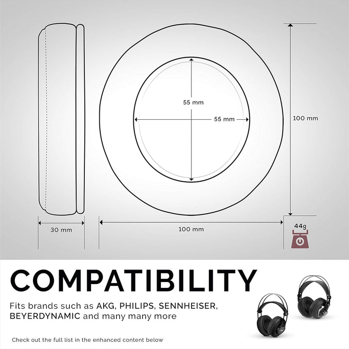 Brainwavz Runde Ohrpolster aus Memory-Schaumstoff – geeignet für viele grosse Kopfhörer SteelSeries,