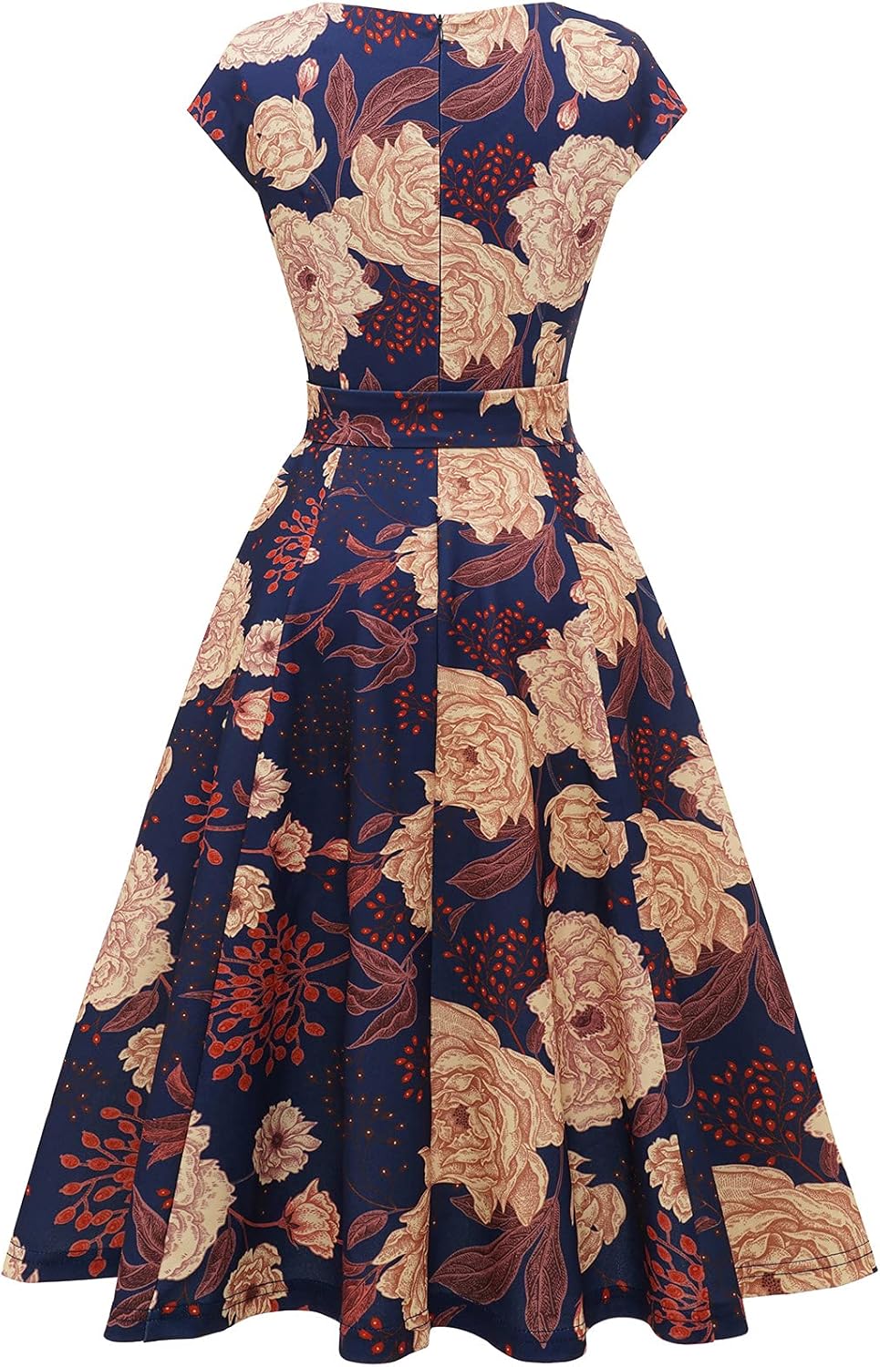 DRESSTELLS Cocktailkleid Damen Festliche Kleider 1950er Knielang Rockabilly Hochzeitkleid Swing Part