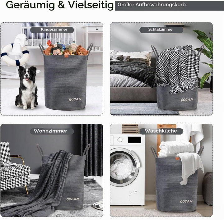 GOCAN grande alto robusto cesto Hamper lavanderia Cestini di stoccaggio tessuti per vestiti Cuscini