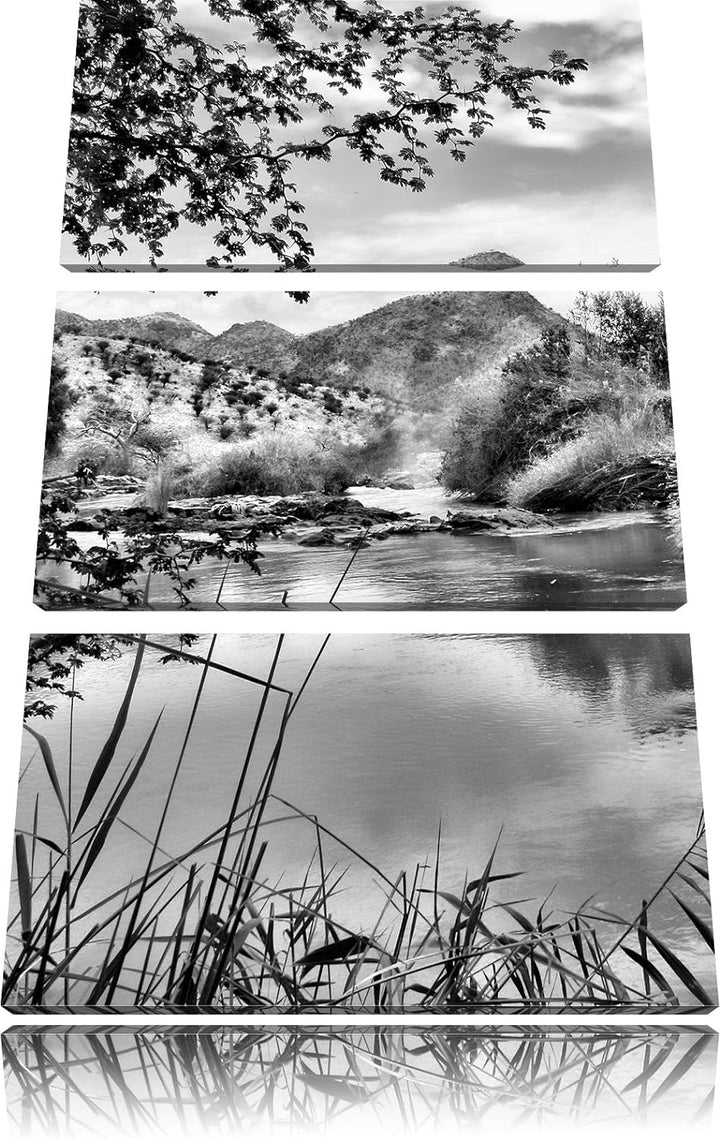 Pixxprint schöne Oase in der Savanne als Leinwandbild/Grösse: 3 Teilig (120x80) cm/Wandbild/Kunstdru